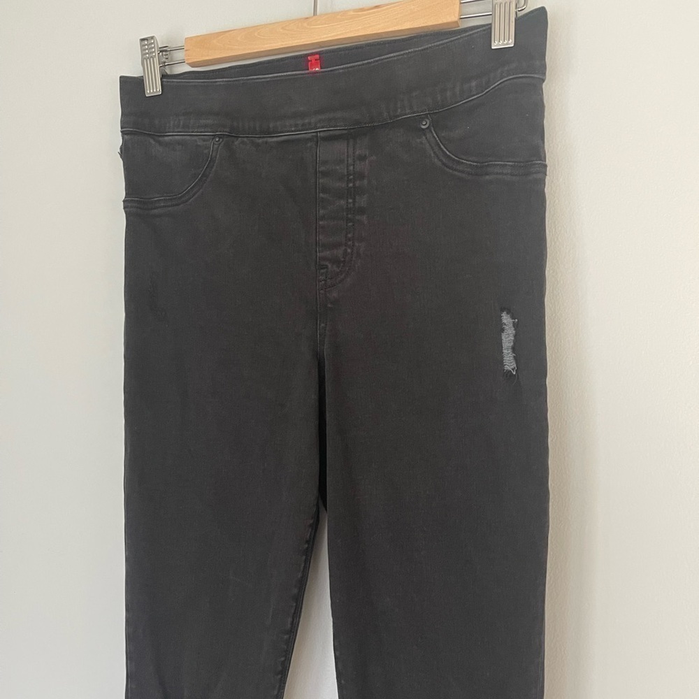 SPANX Vintage Black Distressed Ankle Skinny Pullon Leggings Elastic Waist - Picture 4 of 15